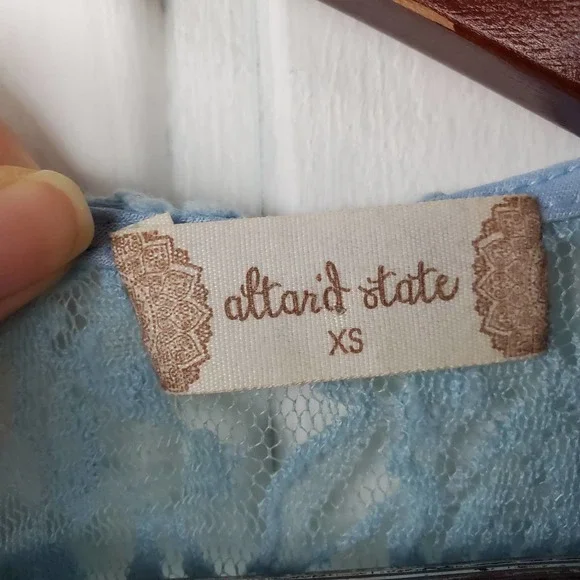 Altar'd State Lovely Powder Blue Jr XS Racer Keyhole Back Lace Lined MIni Dress - Picture 11 of 11